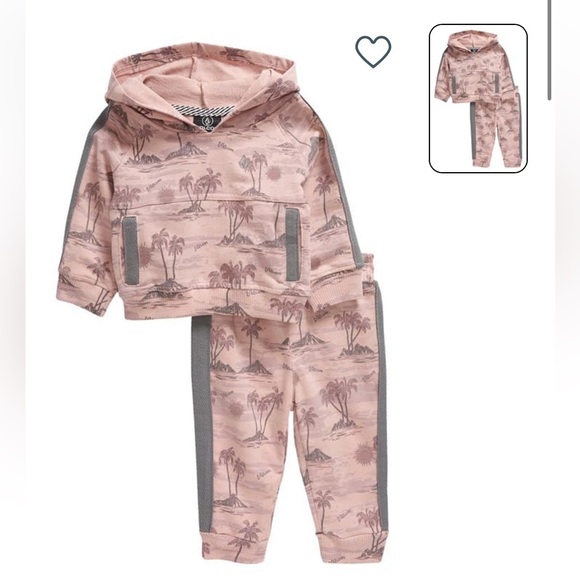 Volcom Stripe Cotton Hoodie & Joggers Set Dusty Purple - Picture 2 of 8